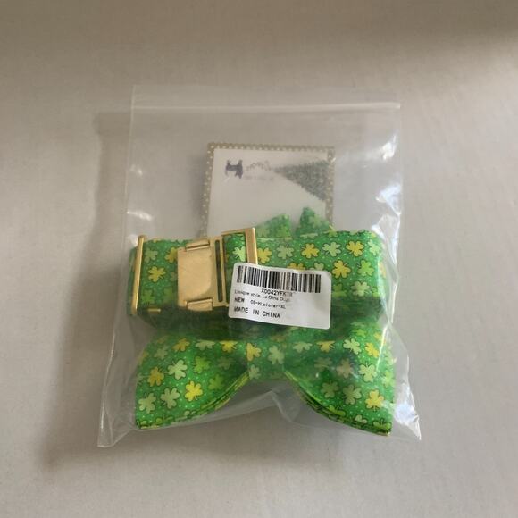 Unique Style Paws Cotton Dog Collar With Removable Bow St. Patrick Day - Picture 2 of 8
